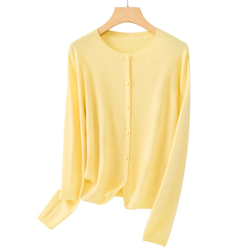 Damen Feiner Rundhals-Cardigan aus softem Feinstrick mit durchgehender Knopfleiste Nord Taschen