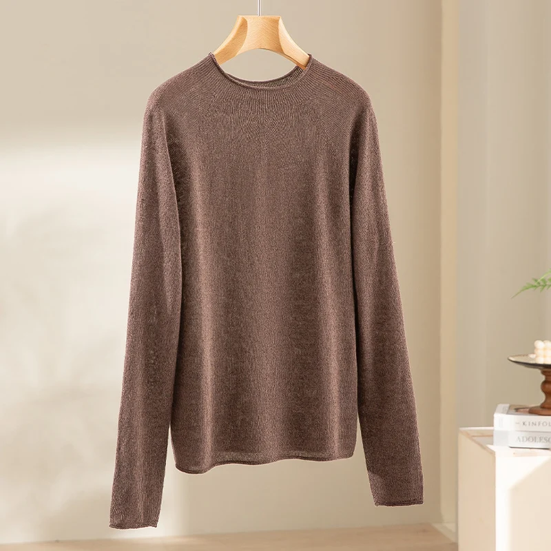 Damen Feiner leichtgewichtiger Rundhals-Feinstrickpullover mit Raglanärmeln Nord Taschen
