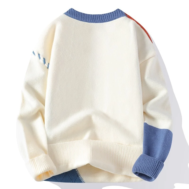 Unisex Patchwork-Strickpullover mit Zopfmuster-Applikationen und Rippabschlüssen Nord Taschen