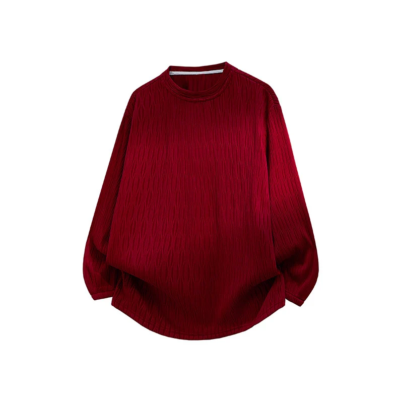 Unisex Oversize Strukturierter Rundhals-Pullover mit Ballonärmeln und abgerundetem Saum Nord Taschen