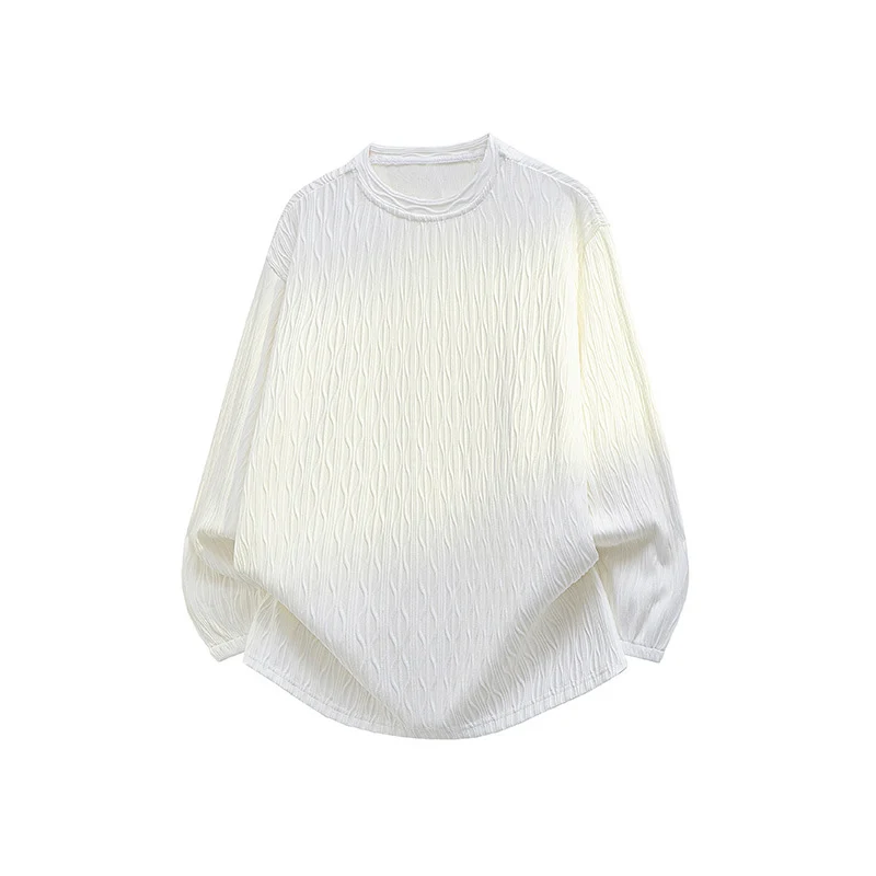 Unisex Oversize Strukturierter Rundhals-Pullover mit Ballonärmeln und abgerundetem Saum Nord Taschen