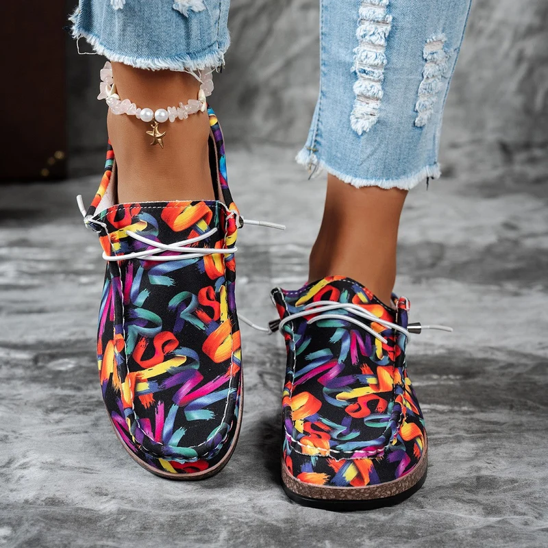 Damen modische Mokassins mit buntem Muster und rutschfester Sohle Nord Taschen
