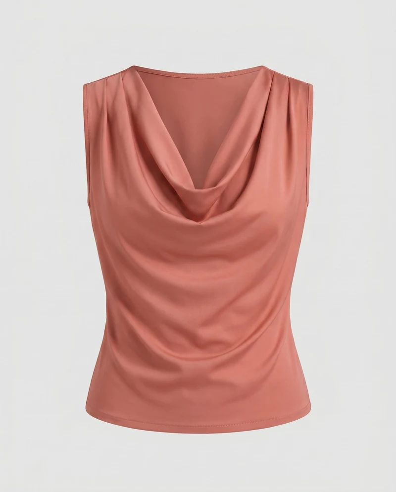 Damen ärmelloses Cowl-Neck Oberteil