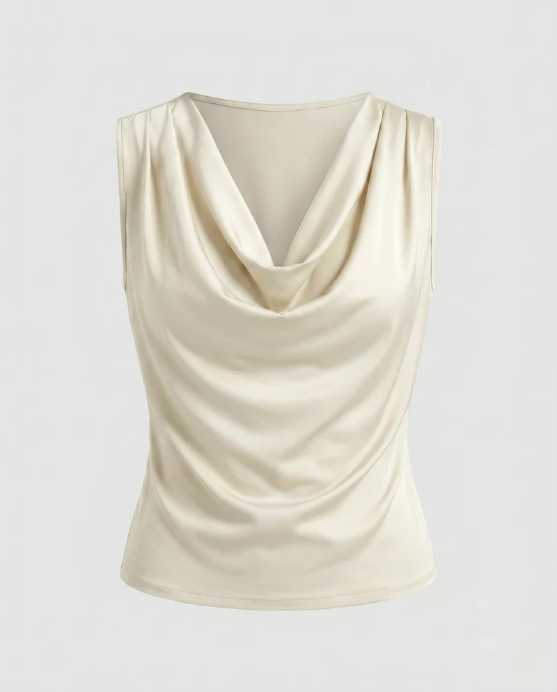 Damen ärmelloses Cowl-Neck Oberteil