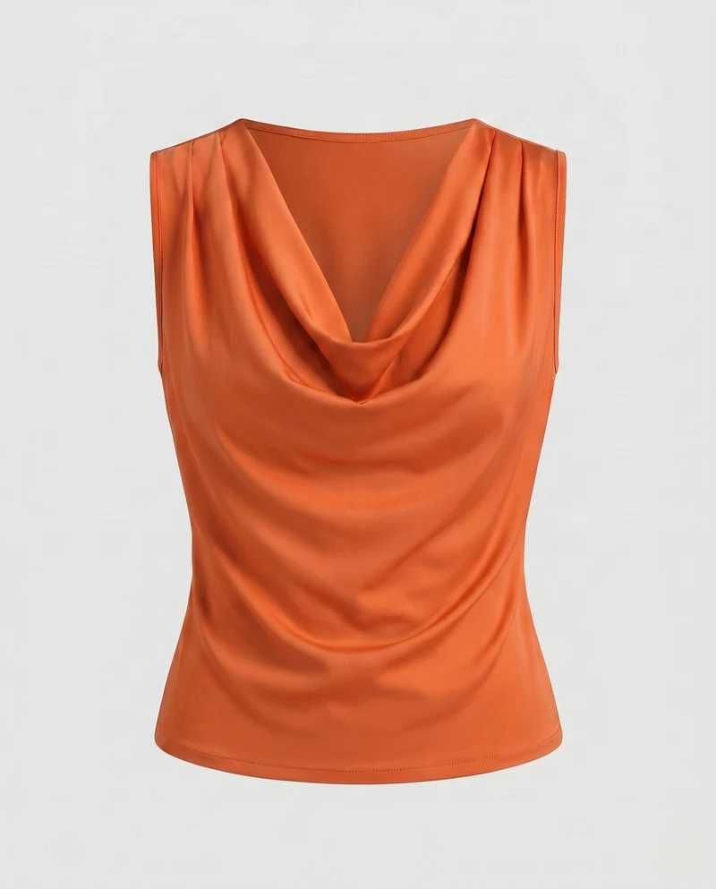 Damen ärmelloses Cowl-Neck Oberteil