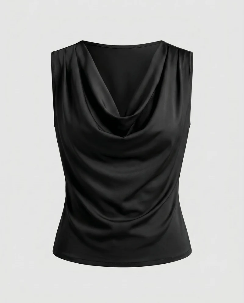 Damen ärmelloses Cowl-Neck Oberteil