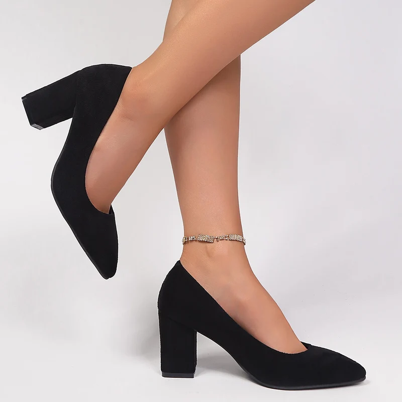 Damen elegante High Heel Pumps mit robustem Blockabsatz Nord Taschen