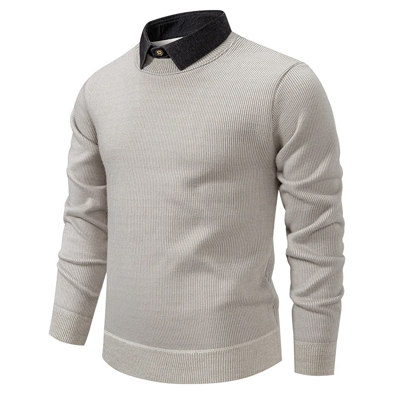 Herren Feinstrickpullover mit integriertem Hemdkragen‑Detail Nord Taschen