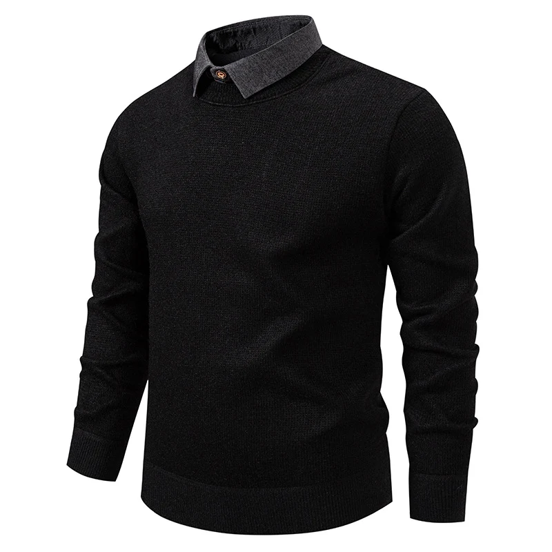 Herren Feinstrickpullover mit integriertem Hemdkragen‑Detail Nord Taschen