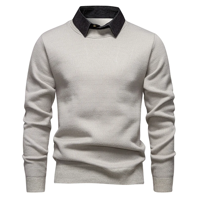 Herren Feinstrickpullover mit integriertem Hemdkragen‑Detail Nord Taschen