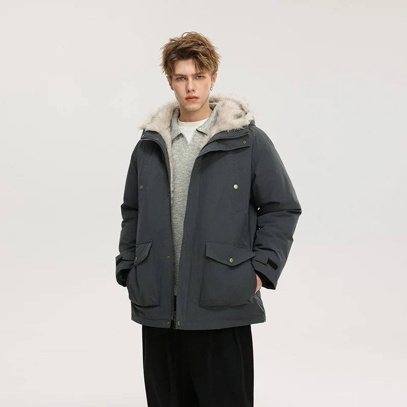 Herren Gefütterte Winterparka mit Kunstfellkapuze und Thermofutter, wind- und wasserabweisend Nord Taschen
