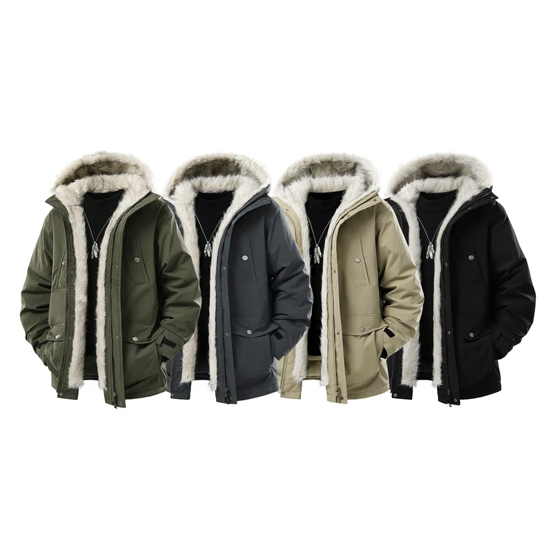 Herren Gefütterte Winterparka mit Kunstfellkapuze und Thermofutter, wind- und wasserabweisend Nord Taschen