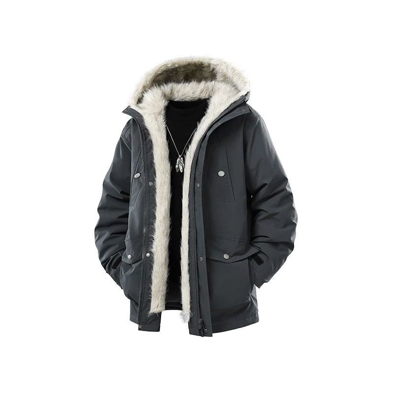 Herren Gefütterte Winterparka mit Kunstfellkapuze und Thermofutter, wind- und wasserabweisend Nord Taschen
