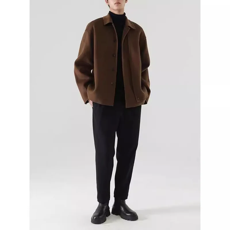 Herren Boxy Wollmix-Hemdjacke mit durchgehender Knopfleiste und überschnittener Schulter Nord Taschen
