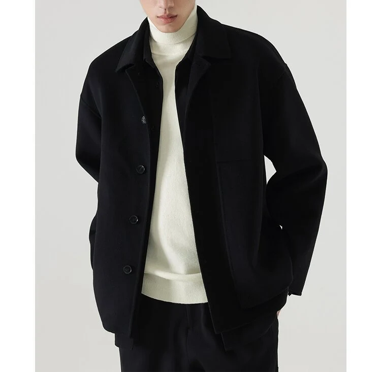 Herren Boxy Wollmix-Hemdjacke mit durchgehender Knopfleiste und überschnittener Schulter Nord Taschen