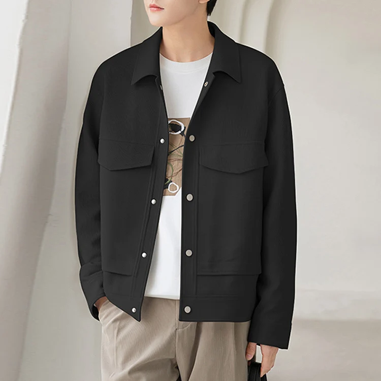 Herren Boxy Overshirt-Jacke mit Druckknöpfen und aufgesetzten Taschen Nord Taschen