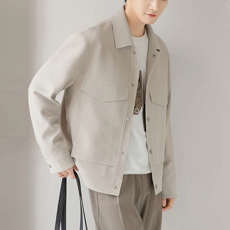 Herren Boxy Overshirt-Jacke mit Druckknöpfen und aufgesetzten Taschen Nord Taschen