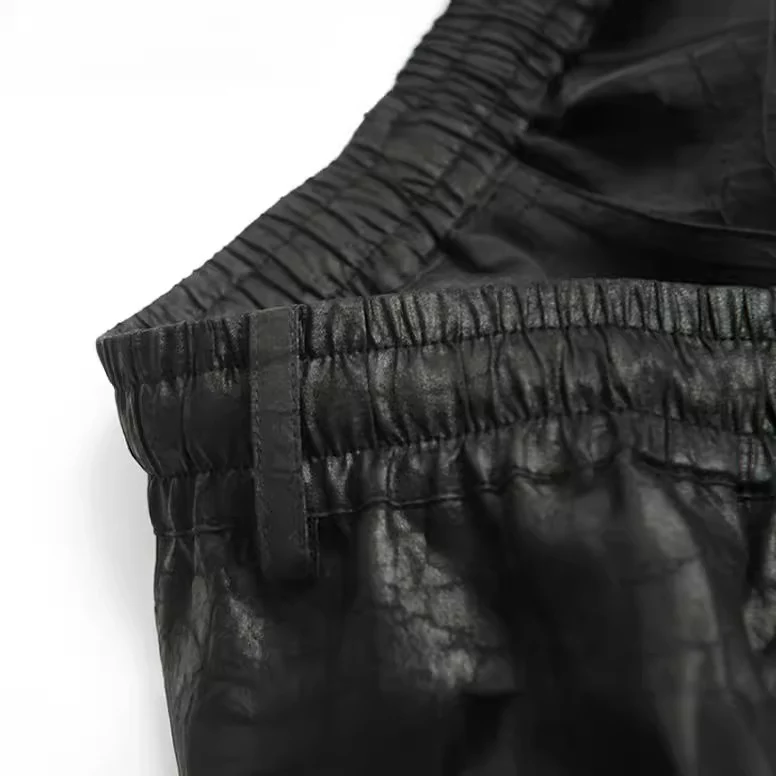 Damen Lederimitat-Jogginghose mit elastischem Bund und Tunnelzug Nord Taschen