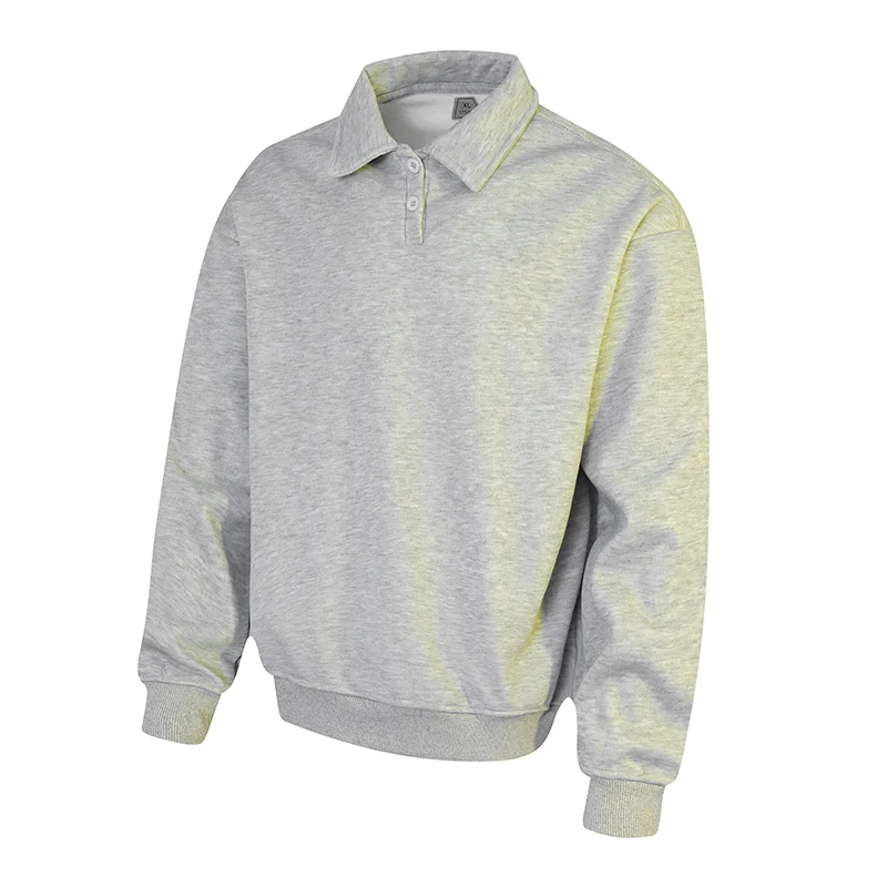 Herren Polo‑Sweatshirt im Oversize‑Relaxed‑Fit mit Rippbündchen und Knopfleiste Nord Taschen