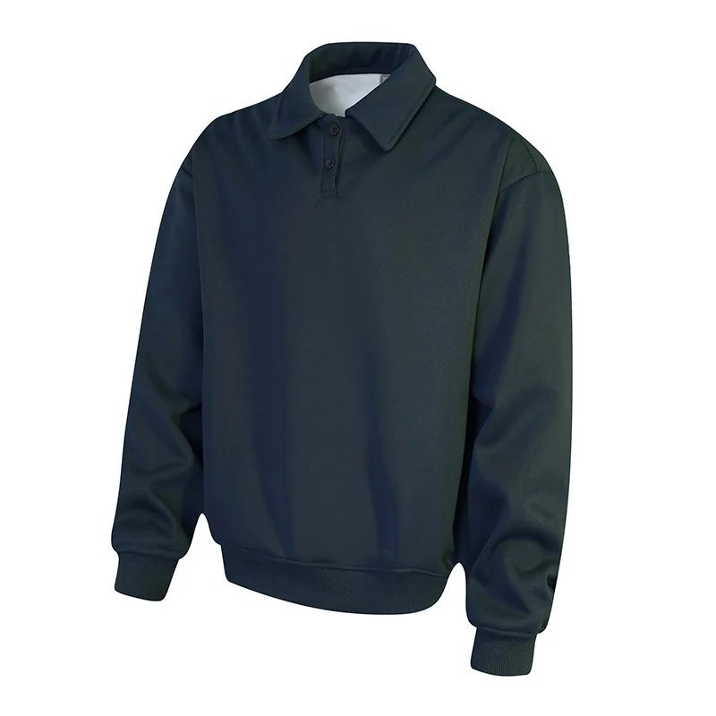 Herren Polo‑Sweatshirt im Oversize‑Relaxed‑Fit mit Rippbündchen und Knopfleiste Nord Taschen