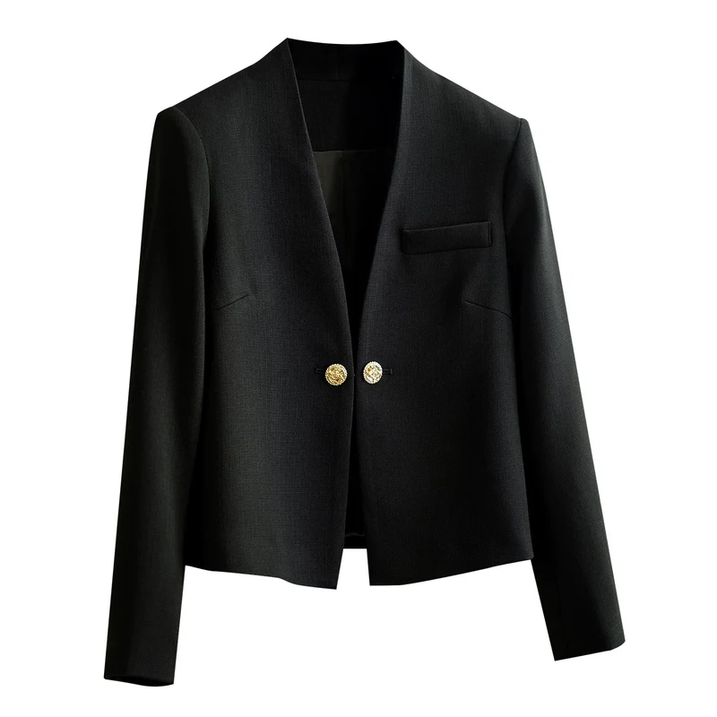 Damen Stilvoller Kurzblazer mit glamourösen Knöpfen Nord Taschen