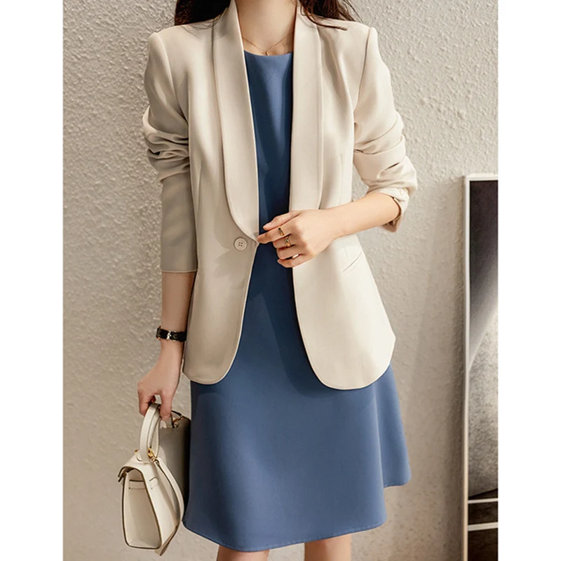 Damen Stilvoller Einreiher Blazer Nord Taschen
