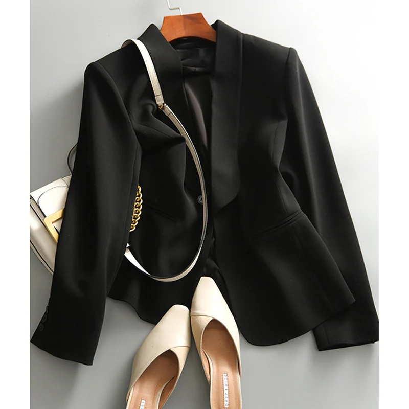 Damen Stilvoller Einreiher Blazer Nord Taschen