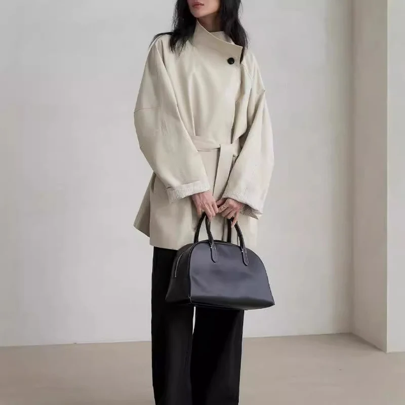Damen Stilvolle Übergangsjacke mit Taillengürtel Nord Taschen