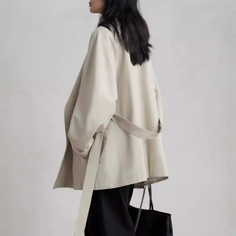 Damen Stilvolle Übergangsjacke mit Taillengürtel Nord Taschen