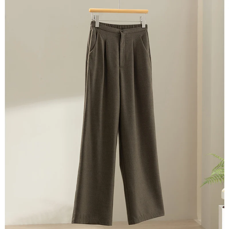 Damen Weite High-Waist-Hose mit Bundfalten, elastischem Rückenteil und seitlichen Eingrifftaschen Nord Taschen