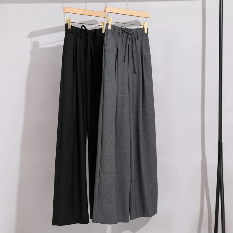 Damen Weite High‑Waist Bundhose mit Tunnelzug und Bügelfalte Nord Taschen
