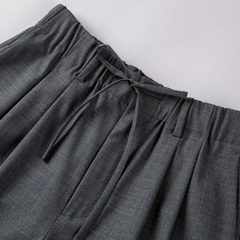 Damen Weite High‑Waist Bundhose mit Tunnelzug und Bügelfalte Nord Taschen