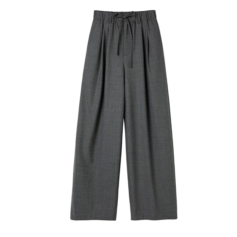 Damen Weite High‑Waist Bundhose mit Tunnelzug und Bügelfalte Nord Taschen