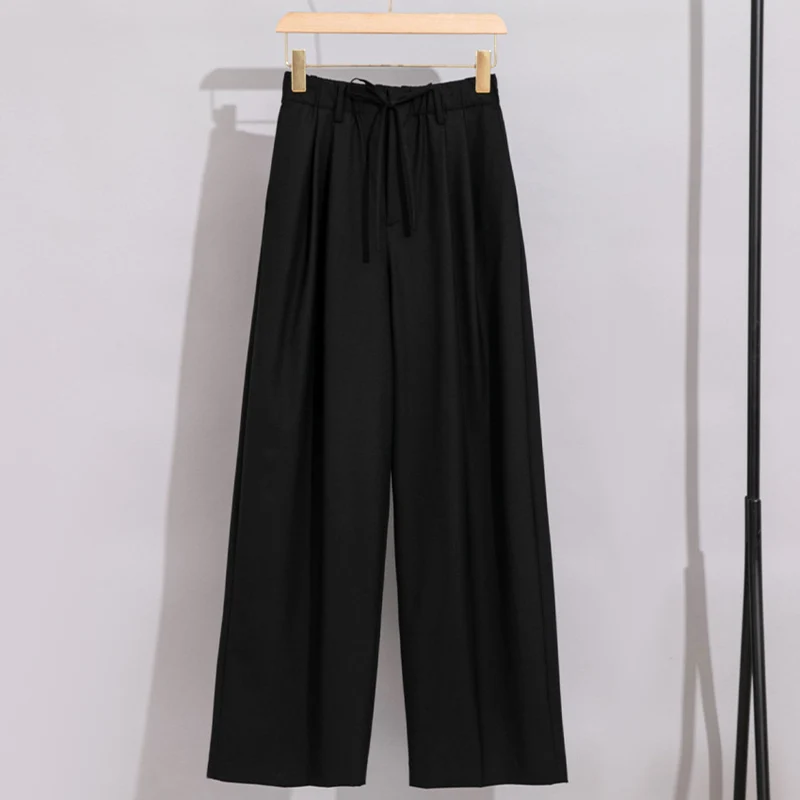 Damen Weite High‑Waist Bundhose mit Tunnelzug und Bügelfalte Nord Taschen