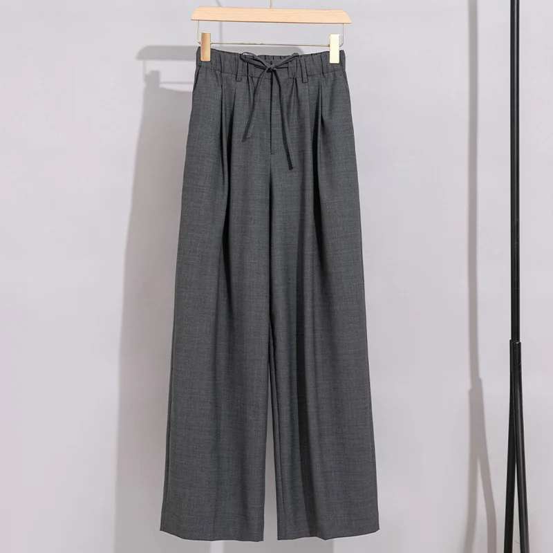 Damen Weite High‑Waist Bundhose mit Tunnelzug und Bügelfalte Nord Taschen