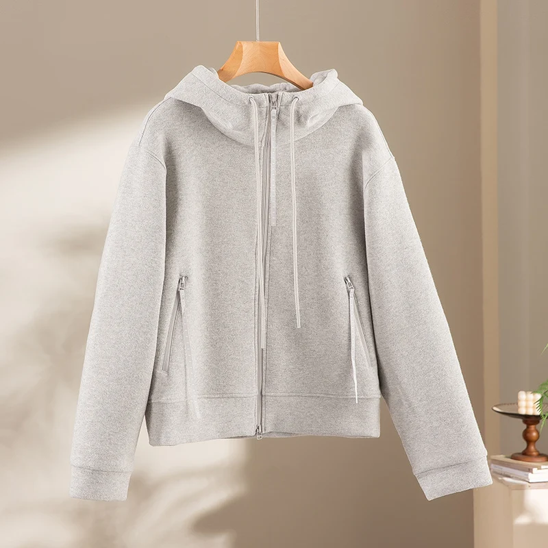 Damen weite French‑Terry Lounge-Sweatpant mit hohem Bund, Kordelzug und seitlichen Schlitzen Nord Taschen