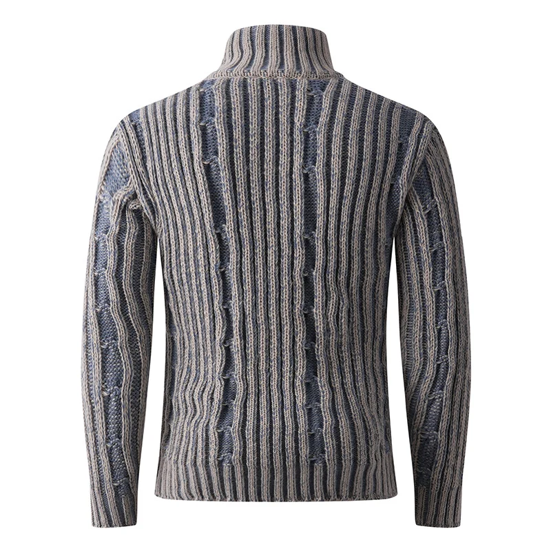 Herren Strickcardigan mit Zopfmuster, Stehkragen und durchgehendem Reißverschluss Nord Taschen