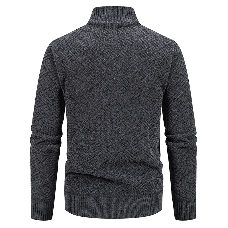 Herren Strick-Zipjacke mit geometrischem Strukturmuster und Stehkragen Nord Taschen