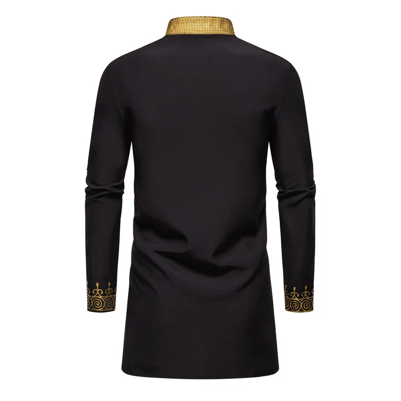 Herren Traditionelles Tunika-Set mit Mandarinkragen und goldverzierten Ornamenten Nord Taschen