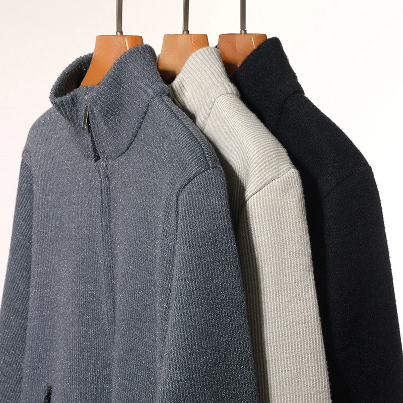 Herren Thermogefütterte Strickjacke mit Stehkragen und Mikrofleece-Innenfutter Nord Taschen