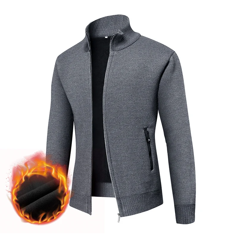 Herren Thermogefütterte Strickjacke mit Stehkragen und Mikrofleece-Innenfutter Nord Taschen