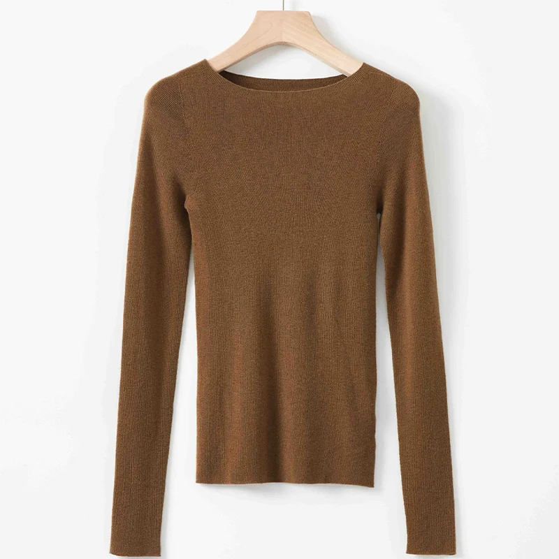 Damen Feiner Langarm-Feinstrickpullover mit U-Boot-Ausschnitt und figurbetonter Passform Nord Taschen
