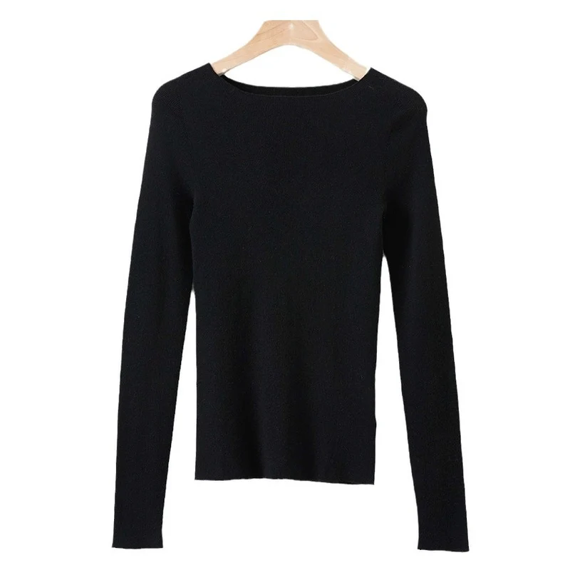Damen Feiner Langarm-Feinstrickpullover mit U-Boot-Ausschnitt und figurbetonter Passform Nord Taschen