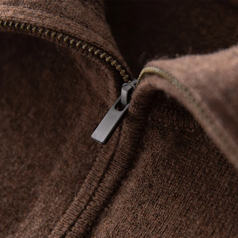 Damen Feiner Half-Zip-Pullover mit großzügigem Umschlagkragen und slimem Schnitt Nord Taschen