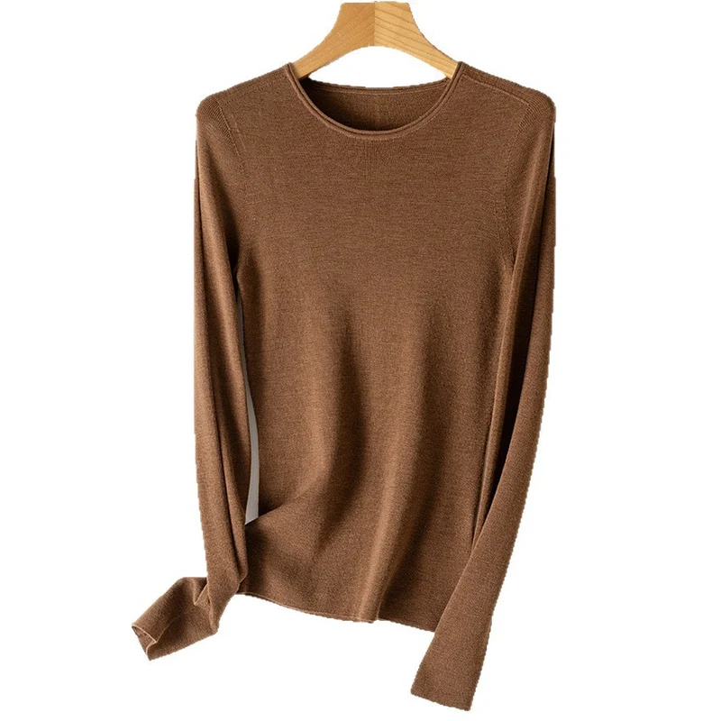 Damen Feiner Feinstrickpullover mit Rundhalsausschnitt und figurnaher Silhouette Nord Taschen