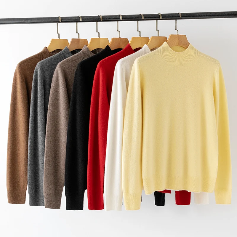 Damen Feiner Feinstrick-Pullover mit kurzem Stehkragen und Kaschmir-Optik Nord Taschen