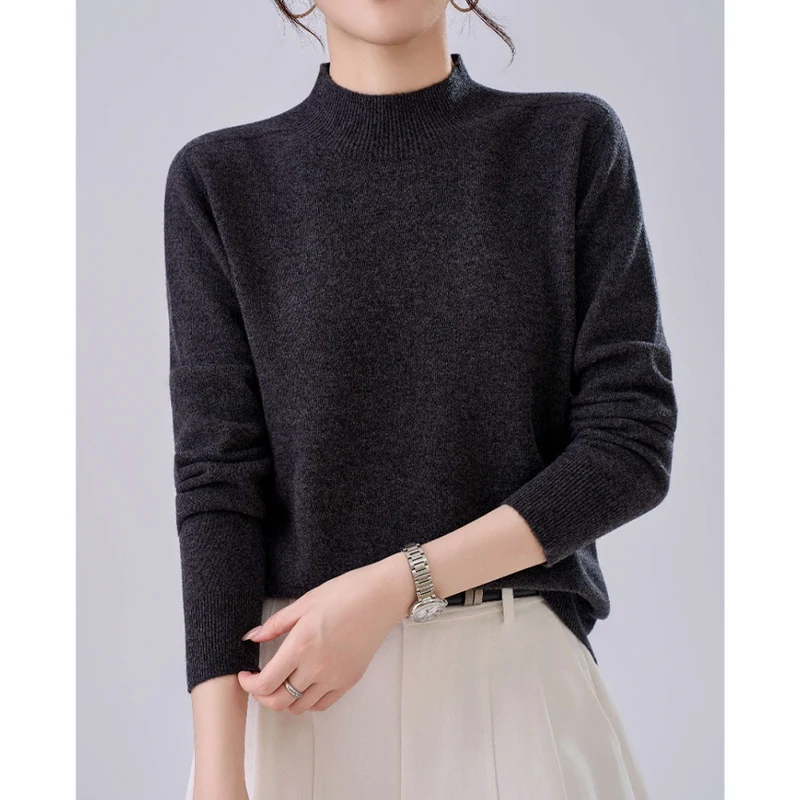 Damen Feiner Feinstrick-Pullover mit kurzem Stehkragen und Kaschmir-Optik Nord Taschen