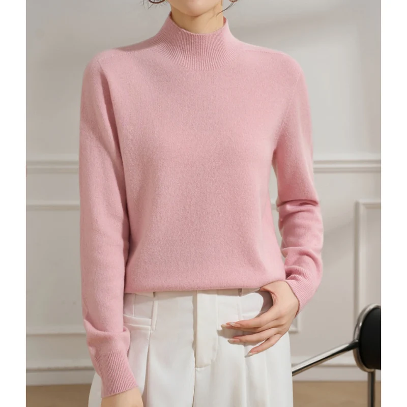 Damen Feiner Feinstrick-Pullover mit kurzem Stehkragen und Kaschmir-Optik Nord Taschen