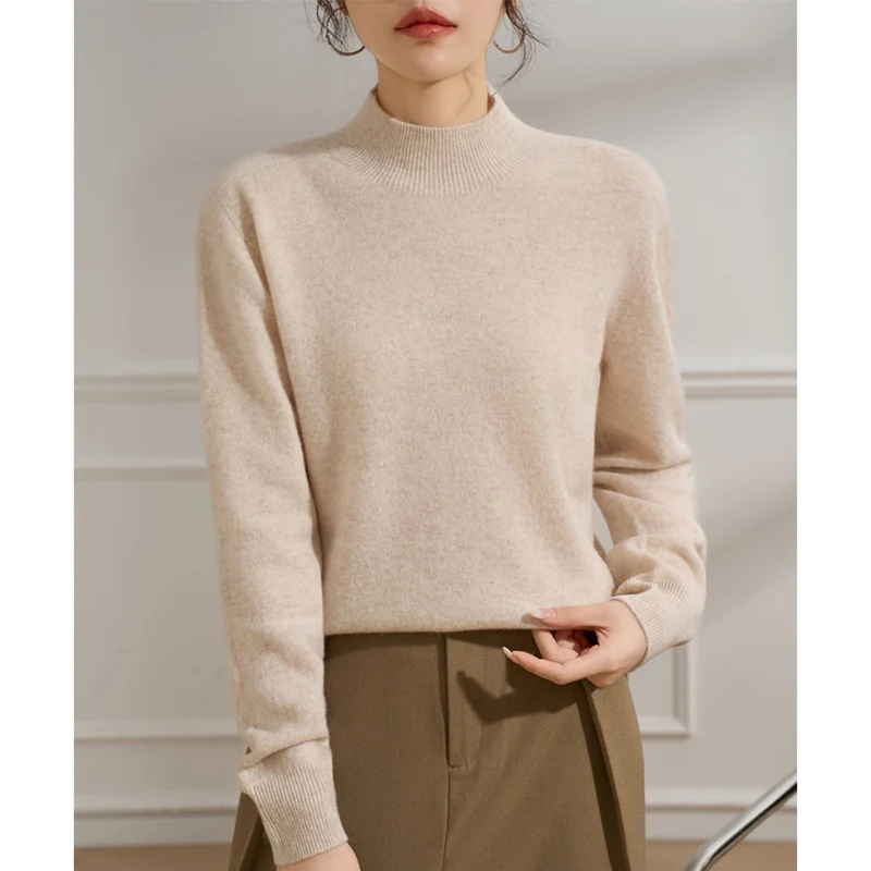 Damen Feiner Feinstrick-Pullover mit kurzem Stehkragen und Kaschmir-Optik Nord Taschen