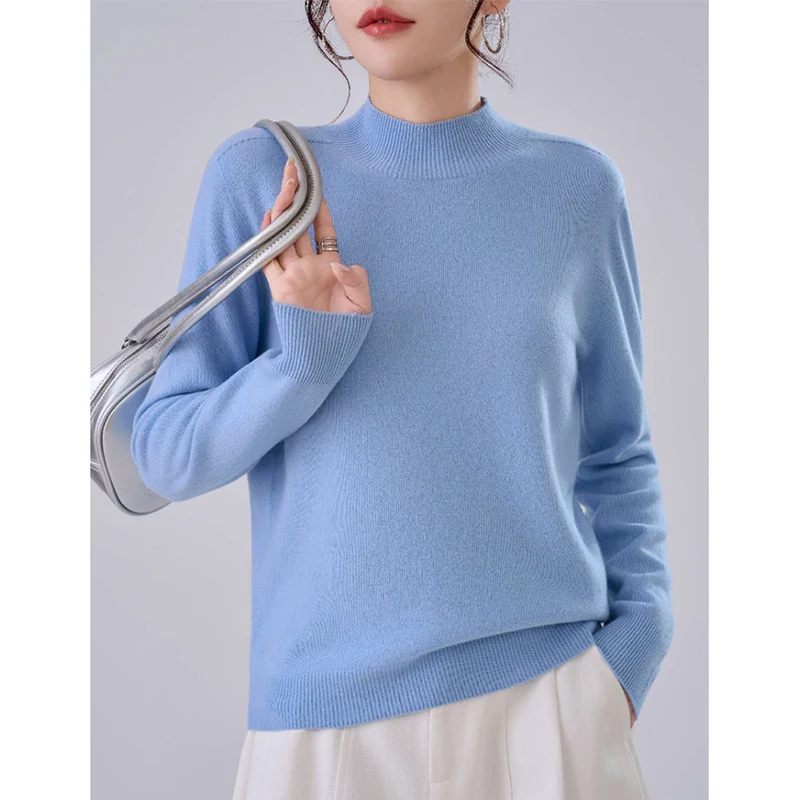 Damen Feiner Feinstrick-Pullover mit kurzem Stehkragen und Kaschmir-Optik Nord Taschen